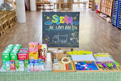 HOẠT ĐỘNG STEAM “CHẾ TẠO Ô TÔ” CỦA CÁC BÉ TRƯỜNG MẦM NON TRÀNG AN TRONG CHỦ ĐỀ: GIAO THÔNG